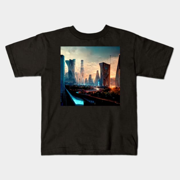 Future Cities Series Kids T-Shirt by VISIONARTIST